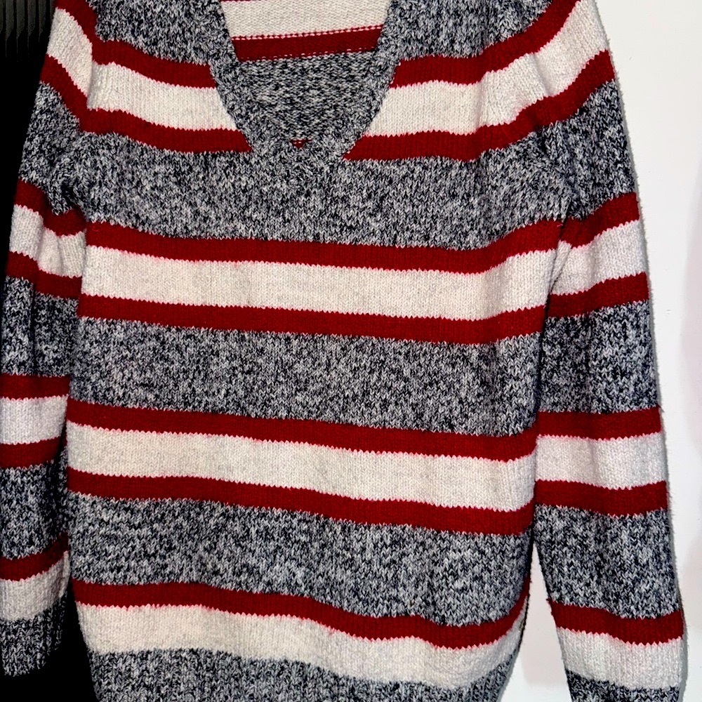 Tommy Hilfiger Charcoal and red stripe Knit Pullover